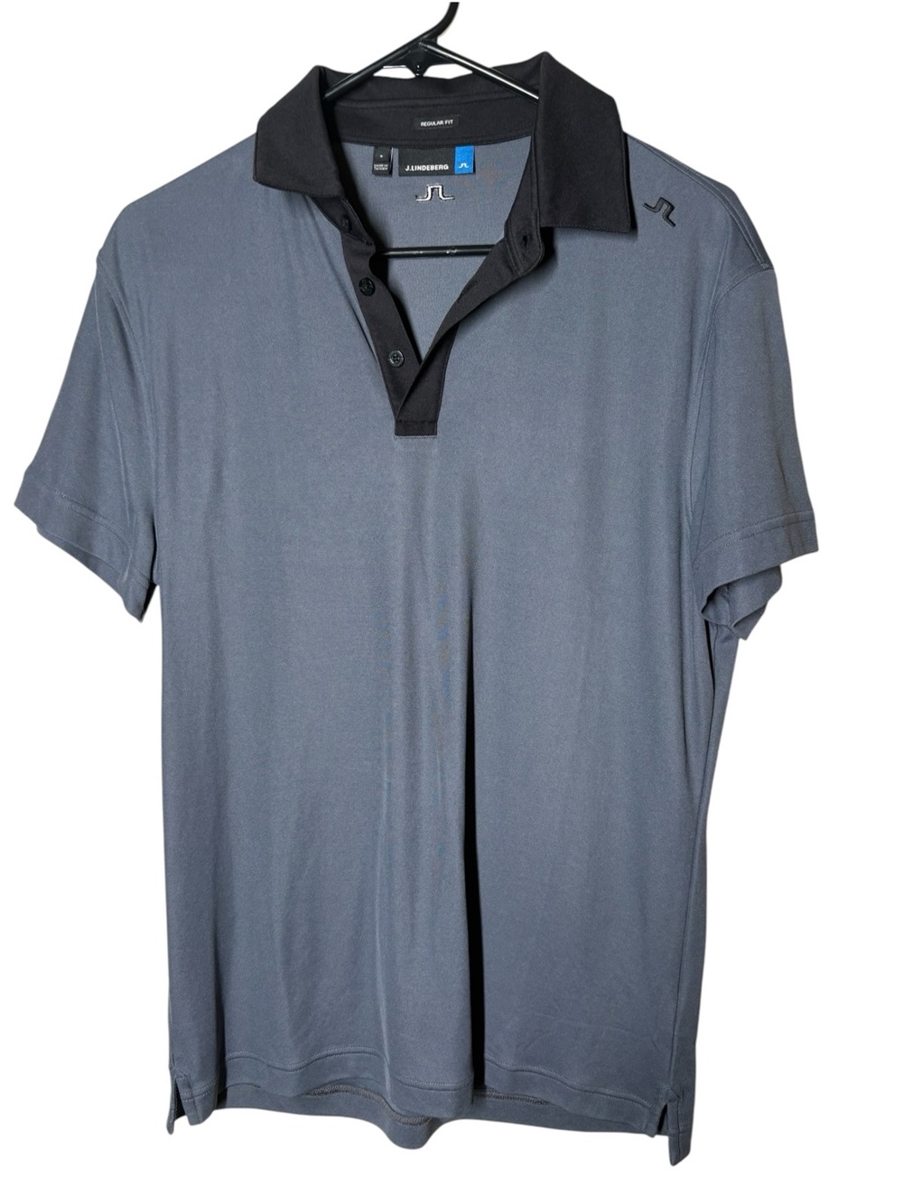 J.Lindeberg Men's Golf Polo Shirt - Small - Black & Gray